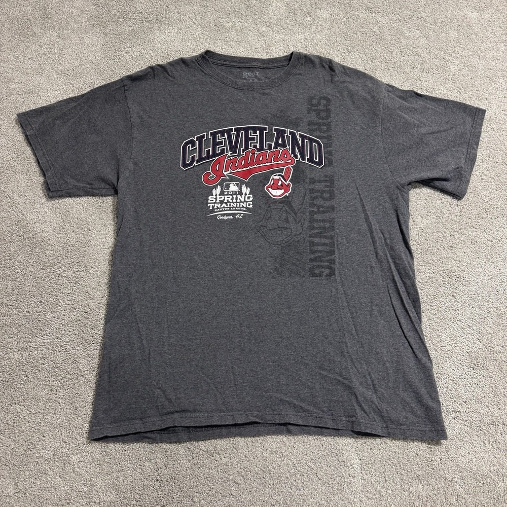 Cleveland Indians T Shirt Mens Sz XL Grey Chief Wahoo 2011 MLB Spring Training